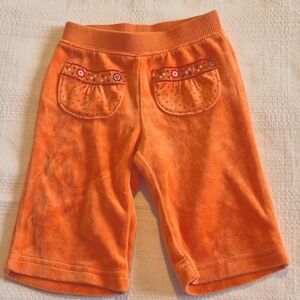 Gymboree girls 3-6 months orange velour pants pull on